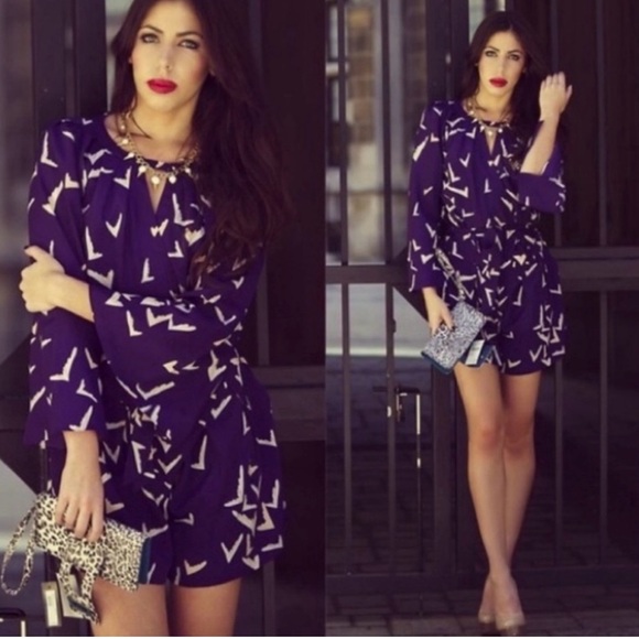 Anthropologie Leifsdottir Scattered Wings Romper in Purple Sz 8 - Picture 1 of 9